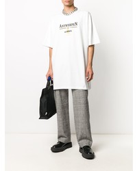 weißes bedrucktes T-Shirt mit einem Rundhalsausschnitt von Vetements