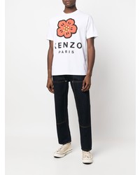 weißes bedrucktes T-Shirt mit einem Rundhalsausschnitt von Kenzo