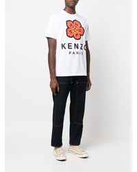 weißes bedrucktes T-Shirt mit einem Rundhalsausschnitt von Kenzo