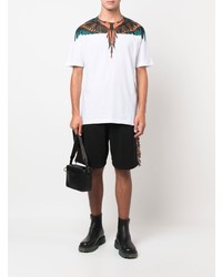 weißes bedrucktes T-Shirt mit einem Rundhalsausschnitt von Marcelo Burlon County of Milan