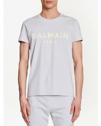 weißes bedrucktes T-Shirt mit einem Rundhalsausschnitt von Balmain