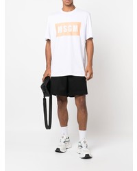 weißes bedrucktes T-Shirt mit einem Rundhalsausschnitt von MSGM