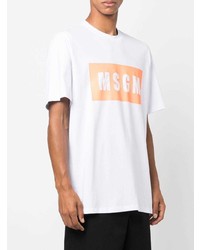 weißes bedrucktes T-Shirt mit einem Rundhalsausschnitt von MSGM