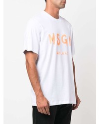 weißes bedrucktes T-Shirt mit einem Rundhalsausschnitt von MSGM