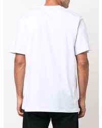 weißes bedrucktes T-Shirt mit einem Rundhalsausschnitt von MSGM