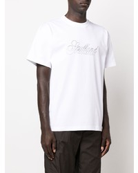 weißes bedrucktes T-Shirt mit einem Rundhalsausschnitt von Soulland