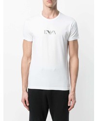 weißes bedrucktes T-Shirt mit einem Rundhalsausschnitt von Emporio Armani