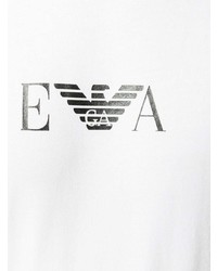 weißes bedrucktes T-Shirt mit einem Rundhalsausschnitt von Emporio Armani