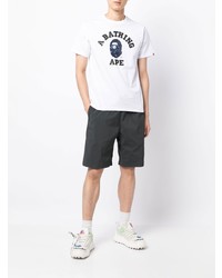 weißes bedrucktes T-Shirt mit einem Rundhalsausschnitt von A Bathing Ape