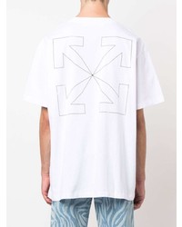 weißes bedrucktes T-Shirt mit einem Rundhalsausschnitt von Off-White