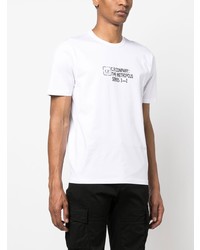 weißes bedrucktes T-Shirt mit einem Rundhalsausschnitt von C.P. Company