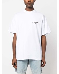 weißes bedrucktes T-Shirt mit einem Rundhalsausschnitt von MSGM