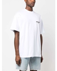 weißes bedrucktes T-Shirt mit einem Rundhalsausschnitt von MSGM