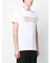 weißes bedrucktes T-Shirt mit einem Rundhalsausschnitt von VERSACE JEANS COUTURE