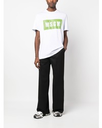 weißes bedrucktes T-Shirt mit einem Rundhalsausschnitt von MSGM