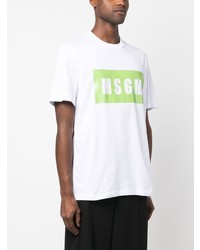 weißes bedrucktes T-Shirt mit einem Rundhalsausschnitt von MSGM