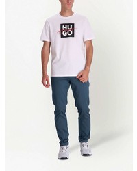 weißes bedrucktes T-Shirt mit einem Rundhalsausschnitt von Hugo