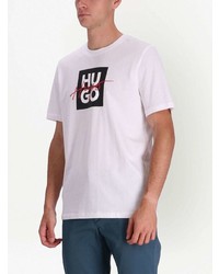 weißes bedrucktes T-Shirt mit einem Rundhalsausschnitt von Hugo