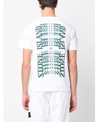 weißes bedrucktes T-Shirt mit einem Rundhalsausschnitt von Stone Island