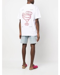 weißes bedrucktes T-Shirt mit einem Rundhalsausschnitt von MSGM