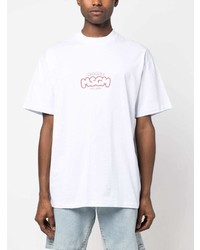 weißes bedrucktes T-Shirt mit einem Rundhalsausschnitt von MSGM