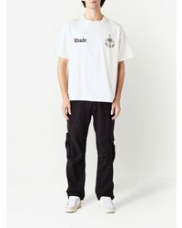 weißes bedrucktes T-Shirt mit einem Rundhalsausschnitt von Rhude