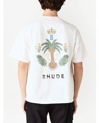 weißes bedrucktes T-Shirt mit einem Rundhalsausschnitt von Rhude