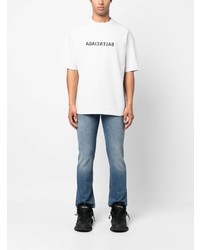 weißes bedrucktes T-Shirt mit einem Rundhalsausschnitt von Balenciaga