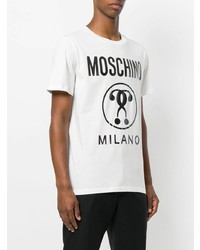 weißes bedrucktes T-Shirt mit einem Rundhalsausschnitt von Moschino