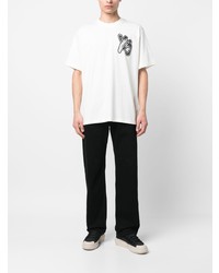 weißes bedrucktes T-Shirt mit einem Rundhalsausschnitt von Y-3