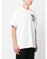 weißes bedrucktes T-Shirt mit einem Rundhalsausschnitt von Y-3