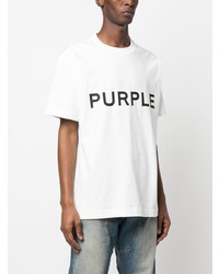 weißes bedrucktes T-Shirt mit einem Rundhalsausschnitt von purple brand