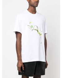 weißes bedrucktes T-Shirt mit einem Rundhalsausschnitt von MSGM