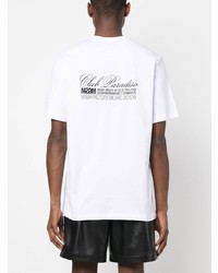 weißes bedrucktes T-Shirt mit einem Rundhalsausschnitt von MSGM