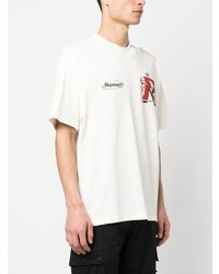 weißes bedrucktes T-Shirt mit einem Rundhalsausschnitt von Represent