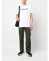 weißes bedrucktes T-Shirt mit einem Rundhalsausschnitt von Moncler