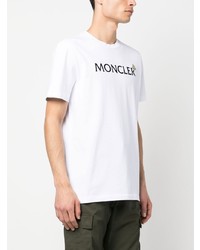 weißes bedrucktes T-Shirt mit einem Rundhalsausschnitt von Moncler