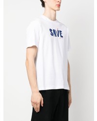 weißes bedrucktes T-Shirt mit einem Rundhalsausschnitt von Save The Duck