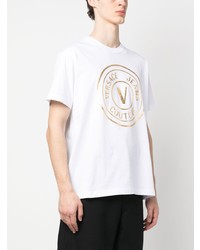 weißes bedrucktes T-Shirt mit einem Rundhalsausschnitt von VERSACE JEANS COUTURE