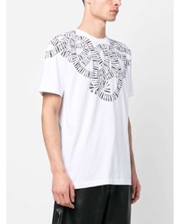 weißes bedrucktes T-Shirt mit einem Rundhalsausschnitt von Marcelo Burlon County of Milan