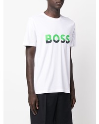 weißes bedrucktes T-Shirt mit einem Rundhalsausschnitt von BOSS