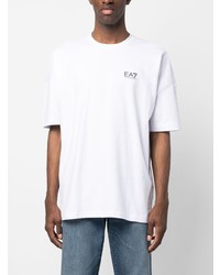 weißes bedrucktes T-Shirt mit einem Rundhalsausschnitt von Ea7 Emporio Armani