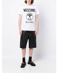 weißes bedrucktes T-Shirt mit einem Rundhalsausschnitt von Moschino