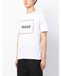 weißes bedrucktes T-Shirt mit einem Rundhalsausschnitt von Hugo