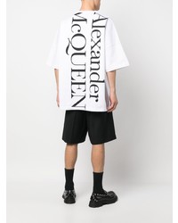 weißes bedrucktes T-Shirt mit einem Rundhalsausschnitt von Alexander McQueen