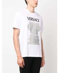 weißes bedrucktes T-Shirt mit einem Rundhalsausschnitt von Versace