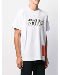 weißes bedrucktes T-Shirt mit einem Rundhalsausschnitt von VERSACE JEANS COUTURE