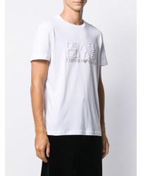 weißes bedrucktes T-Shirt mit einem Rundhalsausschnitt von Ea7 Emporio Armani