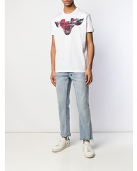 weißes bedrucktes T-Shirt mit einem Rundhalsausschnitt von DSQUARED2