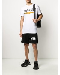 weißes bedrucktes T-Shirt mit einem Rundhalsausschnitt von DSQUARED2